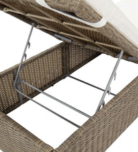 Sonnenliege Poly Rattan Braun und Cremeweiß