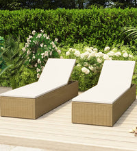 Sonnenliege Poly Rattan Braun und Cremeweiß