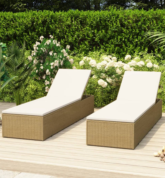 Sonnenliege Poly Rattan Braun und Cremeweiß