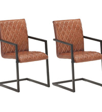 Freischwinger 2 Stk. Braun Echtleder