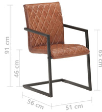 Freischwinger 2 Stk. Braun Echtleder