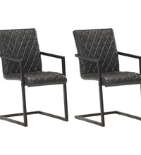 Freischwinger 2 Stk. Schwarz Echtleder