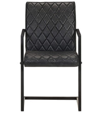 Freischwinger 2 Stk. Schwarz Echtleder