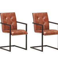 Freischwinger 2 Stk. Braun Echtleder