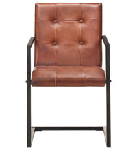 Freischwinger 2 Stk. Braun Echtleder