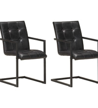 Freischwinger 2 Stk. Schwarz Echtleder