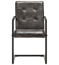 Freischwinger 2 Stk. Grau Echtleder