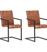 Freischwinger 2 Stk. Braun Echtleder