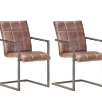 Freischwinger 2 Stk. Braun Echtleder