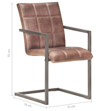 Freischwinger 2 Stk. Braun Echtleder