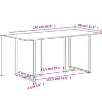 Esstisch 160 cm Raues Mangoholz
