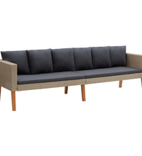 3-Sitzer-Gartensofa mit Auflagen Poly Rattan Beige