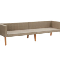 3-Sitzer-Gartensofa mit Auflagen Poly Rattan Beige