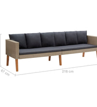 3-Sitzer-Gartensofa mit Auflagen Poly Rattan Beige