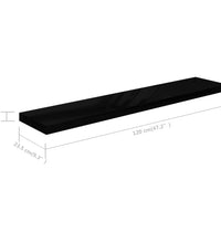 Schweberegale 4 Stk. Hochglanz-Schwarz 120x23,5x3,8 cm MDF