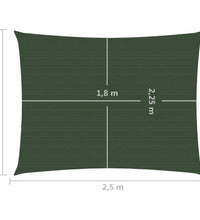 Sonnensegel 160 g/m² Dunkelgrün 2x2,5 m HDPE