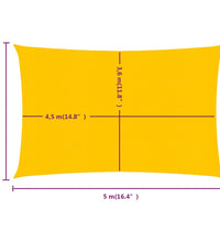 Sonnensegel 160 g/m² Rechteckig Gelb 4x5 m HDPE