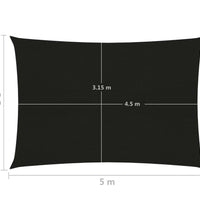 Sonnensegel 160 g/m² Schwarz 3,5x5 m HDPE