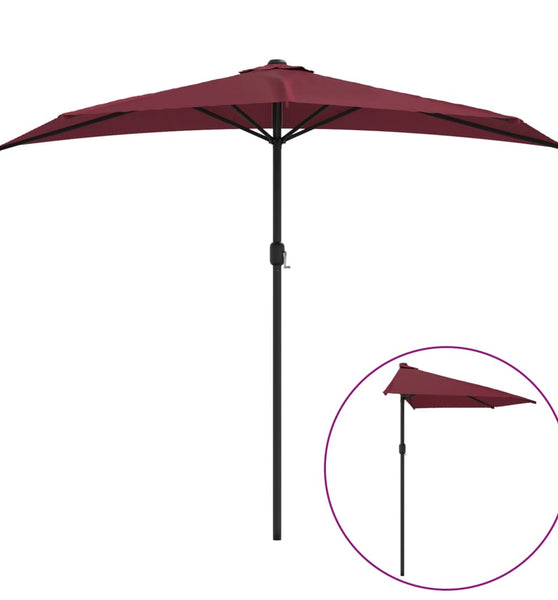 Balkon-Sonnenschirm Alu-Mast Bordeauxrot 270x144x222cm Halbrund