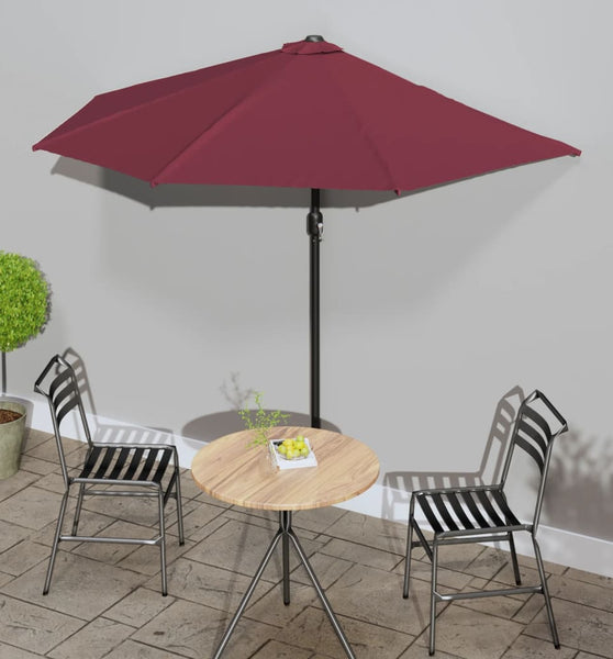 Balkon-Sonnenschirm Alu-Mast Bordeauxrot 270x144x222cm Halbrund