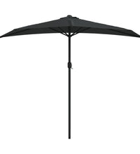 Balkon-Sonnenschirm Alu-Mast Schwarz 270x144x222cm Halbrund