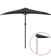 Balkon-Sonnenschirm Alu-Mast Schwarz 300x155x223cm Halbrund