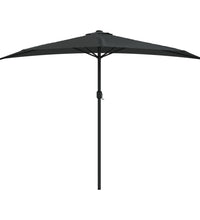 Balkon-Sonnenschirm Alu-Mast Schwarz 300x155x223cm Halbrund