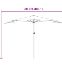 Balkon-Sonnenschirm Alu-Mast Schwarz 300x155x223cm Halbrund