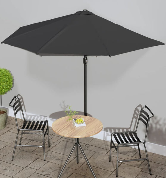 Balkon-Sonnenschirm Alu-Mast Schwarz 300x155x223cm Halbrund