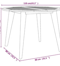 Gartentisch Ø110x75 cm Massivholz Akazie