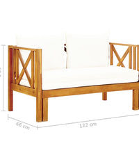 2-Sitzer-Gartenbank mit Kissen 122 cm Massivholz Akazie