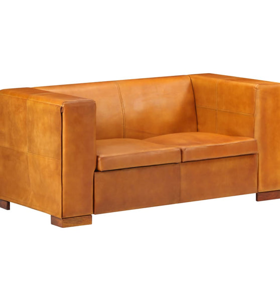 2-Sitzer-Sofa Hellbraun Echtleder