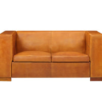 2-Sitzer-Sofa Hellbraun Echtleder