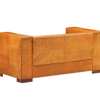 2-Sitzer-Sofa Hellbraun Echtleder