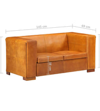 2-Sitzer-Sofa Hellbraun Echtleder