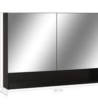 LED-Spiegelschrank fürs Bad Schwarz 80x15x60 cm MDF