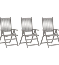 Verstellbare Gartenstühle 3 Stk. Grau Massivholz Akazie