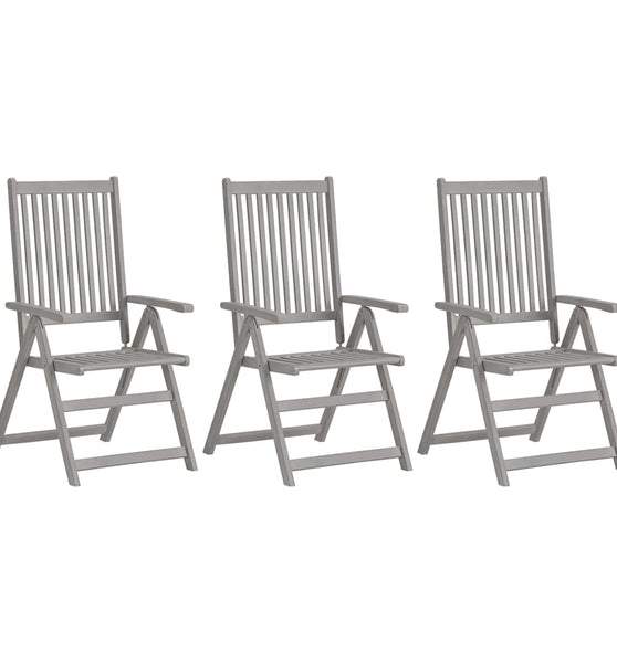Verstellbare Gartenstühle 3 Stk. Grau Massivholz Akazie