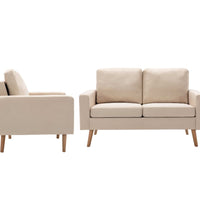 2-tlg. Sofagarnitur Stoff Creme