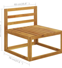 Modular-Mittelsofa mit Dunkelgrauen Kissen Akazie Massivholz