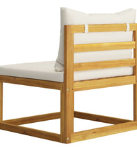 Modular-Mittelsofa mit Cremeweißen Kissen Akazie Massivholz