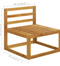 Modular-Mittelsofa mit Cremeweißen Kissen Akazie Massivholz