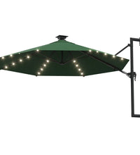 Sonnenschirm zur Wandmontage mit LEDs 300 cm Grün