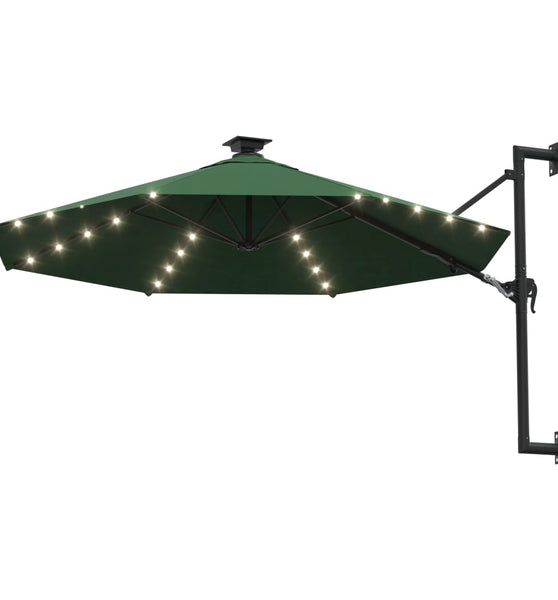 Sonnenschirm zur Wandmontage mit LEDs 300 cm Grün