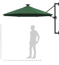 Sonnenschirm zur Wandmontage mit LEDs 300 cm Grün