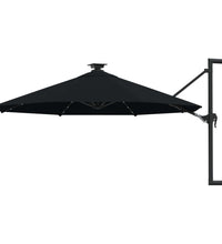 Sonnenschirm zur Wandmontage mit LEDs 300 cm Schwarz