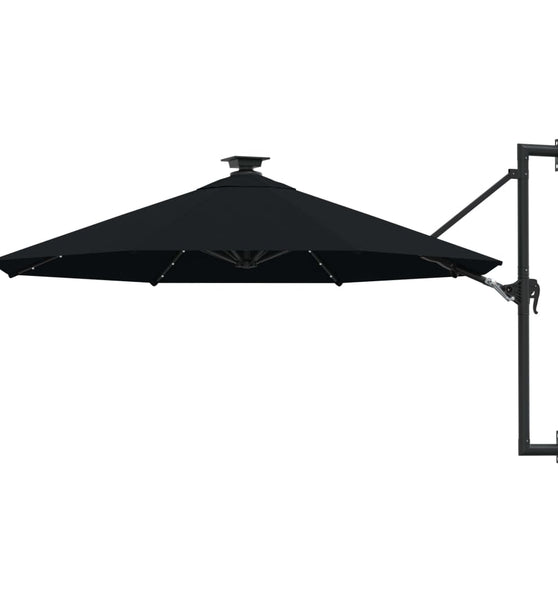 Sonnenschirm zur Wandmontage mit LEDs 300 cm Schwarz