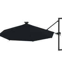 Sonnenschirm zur Wandmontage mit LEDs 300 cm Schwarz