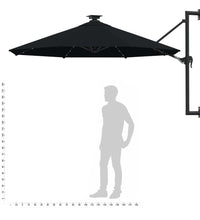 Sonnenschirm zur Wandmontage mit LEDs 300 cm Schwarz