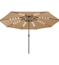 Sonnenschirm mit LED-Leuchten und Metallmast 400 cm Taupe